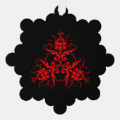 Romantisch, Elegant  Rood Damast Ornament Kaart (Voorkant)