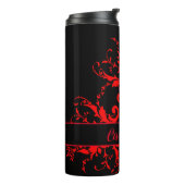 Romantisch, Elegant Rood Damast Thermosbeker (Gedraaid links)