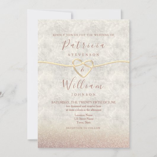 Romantisch Elegant Roos Gold Wedding Kaart (Voorkant)