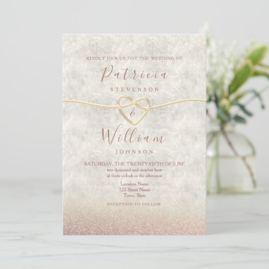Romantisch Elegant Roos Gold Wedding Kaart (Staand voorkant)
