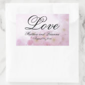 Romantisch Elegant Roze Bloemen Liefde Bruiloft Rechthoekige Sticker (Tas)