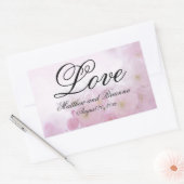 Romantisch Elegant Roze Bloemen Liefde Bruiloft Rechthoekige Sticker (Envelop)