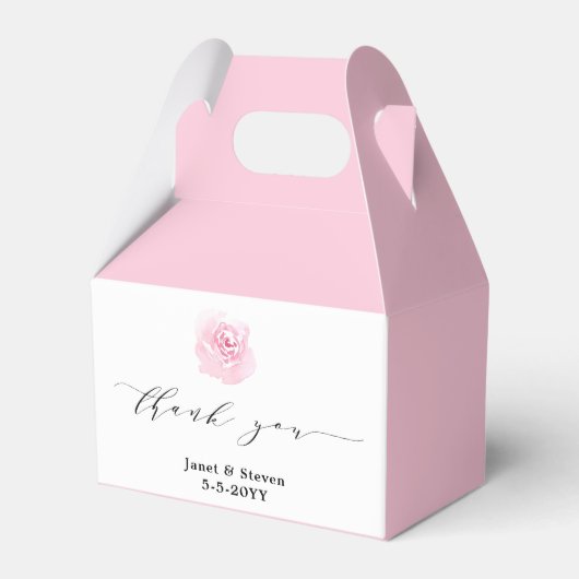 Romantisch Elegant Roze Rozen gunstbox Bedankdoosjes (Voorkant Zijde)