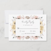 Romantisch Elegant Rustiek Bloemen Neutraal Huweli RSVP Kaartje (Voorkant)