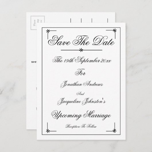 Romantisch Elegant Save The Date Invitation Briefk Uitnodiging Briefkaart (Voorkant / Achterkant)