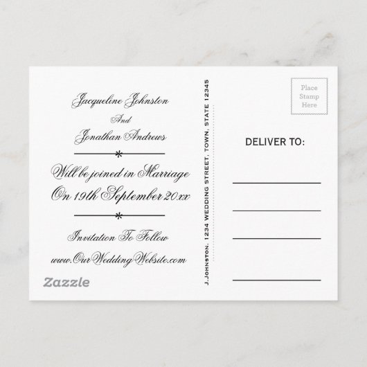 Romantisch Elegant Save The Date Invitation Briefk Uitnodiging Briefkaart (Achterkant)