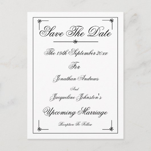 Romantisch Elegant Save The Date Invitation Briefk Uitnodiging Briefkaart (Voorkant)