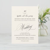 Romantisch Elegant Schrift Calligrafie Bruiloft Kaart (Staand voorkant)