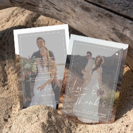 Romantisch elegant script 2 foto's overlay bruilof bedankkaart