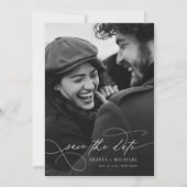 Romantisch Elegant Script Foto Bruiloft Save The Date (Voorkant)