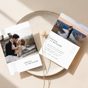 Romantisch Elegant Script Foto Huwelijksuitnodigin Kaart