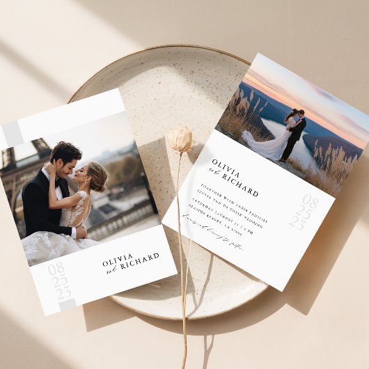 Romantisch Elegant Script Foto Huwelijksuitnodigin Kaart
