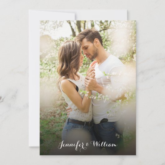 Romantisch Elegant Script Fotohuwelijksuitnodiging Kaart (Voorkant)