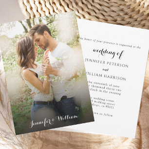 Romantisch Elegant Script Fotohuwelijksuitnodiging Kaart