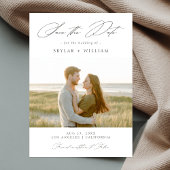 Romantisch Elegant Script Rustiek Strand Foto Huwe Save The Date