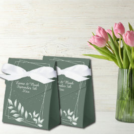 Romantisch Elegant Vervaagd Groen Bladeren Bedankdoosjes