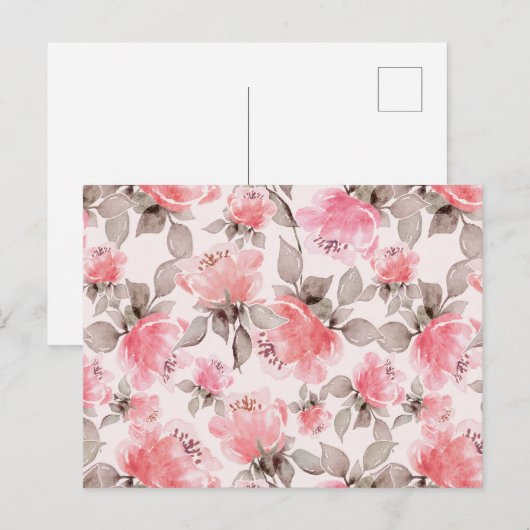 Romantisch, elegant, waterverf rozen briefkaart (Voorkant / Achterkant)