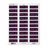Romantisch elegante gouden bloem paarse bruiloft etiket (Full Sheet)