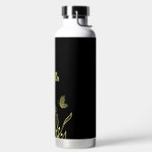 Romantisch elegante gouden bloem zwarte waterfles (Links)