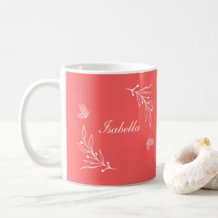 Romantisch elegante koraalroze bloemen  koffiemok