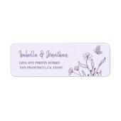 Romantisch elegante mauve bloem retouradres etiket (Voorkant)