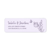 Romantisch elegante mauve bloem retouradres etiket (Voorkant)