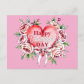 Romantisch Elegante Rozen en Hart Valentijnsdag Feestdagenkaart (Voorkant)