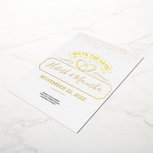 Romantisch embleem logo trouwgoud Folie Uitnodigin Folie Uitnodiging (Gedraaid)