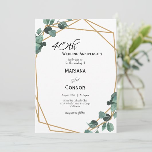 Romantisch Emerald Greenery bruiloft Jubileum Kaart (Staand voorkant)