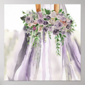 Romantisch en Mauve, Bruids Cascading Bouquet 2, Poster (Voorkant)