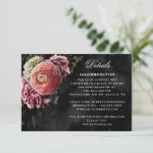 Romantisch en Moody Roze Boeket op Zwarte Details RSVP Kaartje (Staand voorkant)