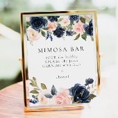 Romantisch en Sweet Navy Floral Mimosa Bar teken Poster