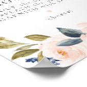 Romantisch en Sweet Navy Floral Momosa Bar teken Poster (Hoek)