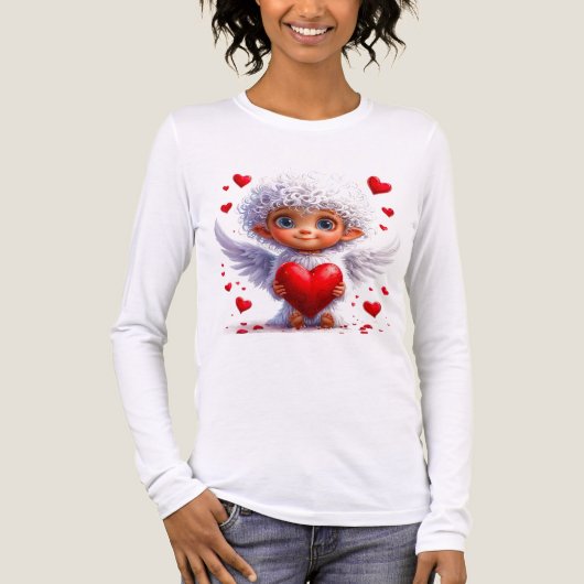 Romantisch engel Valentijn liefde hart ontwerp Tri-Blend Shirt (Voorkant volledig)