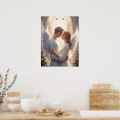 Romantisch engelenpaar schilderij poster (Keuken)