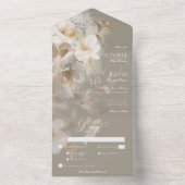 Romantisch Etherisch Neutraal Beige Bloemendiner All In One Uitnodiging (Binnen)