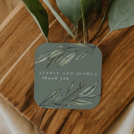 Romantisch Evergreen Bedankt Favor Vierkante Sticker