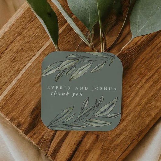 Romantisch Evergreen Bedankt Favor Vierkante Sticker