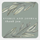 Romantisch Evergreen Bedankt Favor Vierkante Sticker (Voorkant)