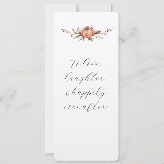 Romantisch Fall Wedding Menu w / sinaasappel en bl Kaart (Achterkant)