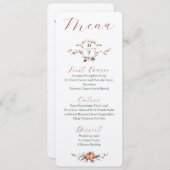 Romantisch Fall Wedding Menu w / sinaasappel en bl Kaart (Voorkant / Achterkant)