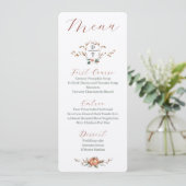 Romantisch Fall Wedding Menu w / sinaasappel en bl Kaart (Staand voorkant)