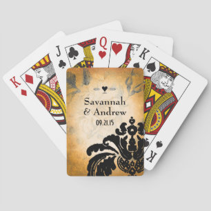 Romantisch Familiestuk Vintage Gouden Roos Zwarte  Pokerkaarten