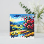 Romantisch Fietsen Kussen Valentijnsdag Gift voor  Feestdagenkaart (Staand voorkant)