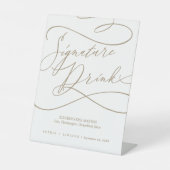 Romantisch Flat Gold Calligrafie Signature Drink Reclamebord Met Voetstuk (Voorkant)