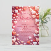 Romantisch Floating Hearts Valentijnsdag Party Kaart (Staand voorkant)
