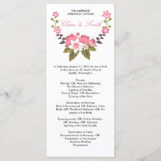 Romantisch Floral bruiloft programma Programmakaart