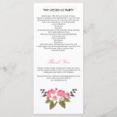Romantisch Floral bruiloft programma Programmakaart (Achterkant)
