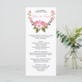 Romantisch Floral bruiloft programma Programmakaart (Staand voorkant)
