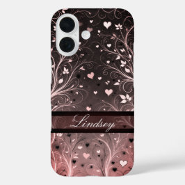 Romantisch Floral Heart Pattern iPhone 16 Hoesje